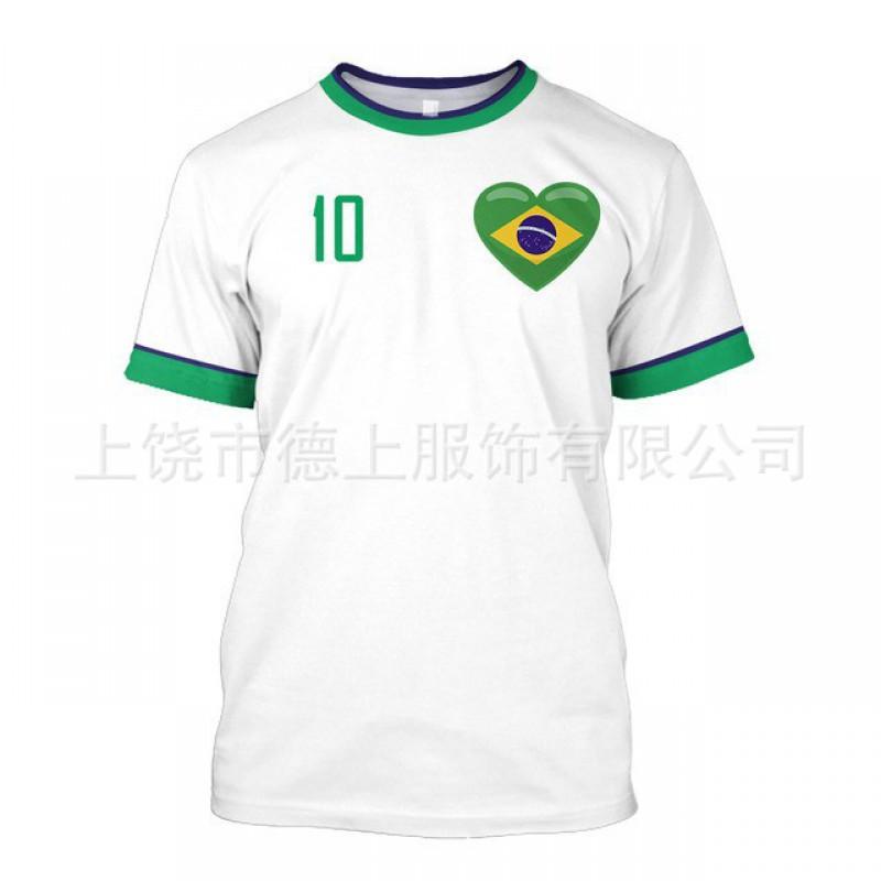 Herren T-Shirt Brasilien Fußball Nationalmannschaft Kurzarm Rundhals Feuchtigkeitsableitend Lässiges T-Shirt