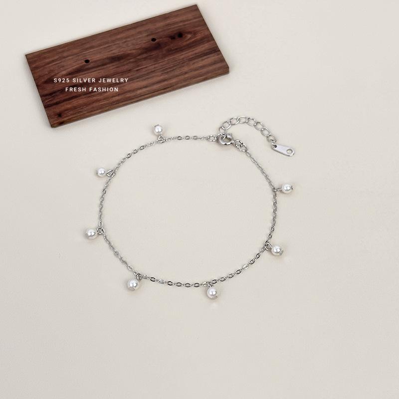 925 Real Sterling Silver Exquisite Shell Pearl Tassel Bracelet For Women Fashion Charm Jewelry Gift