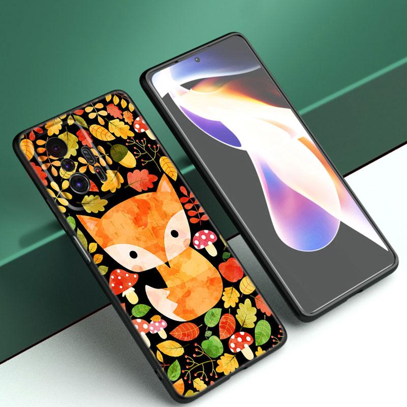 Cute Cartoon Fox Phone Case For Xiaomi Mi A2 8 9 SE Note 10 10T 11 12 Lite 9T 11T 12S 12T Pro A3 6X 12X Soft TPU Black Cover
