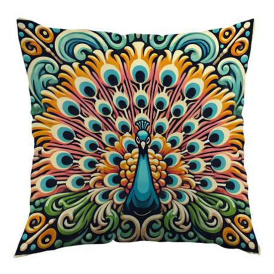 Boho Peacock Cushion Cover Colorful Peacock Throw Pillow Cover Decorative Cushion Case 45x45cm