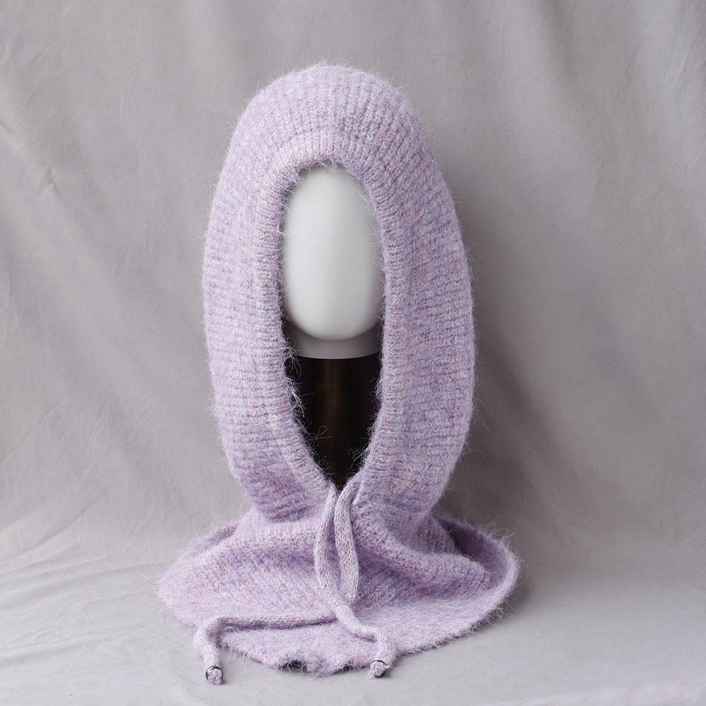 Winter Warm Shawl Balaclava Hats Solid Color Hooded Scarf Fashion Knitted Pullover Hat