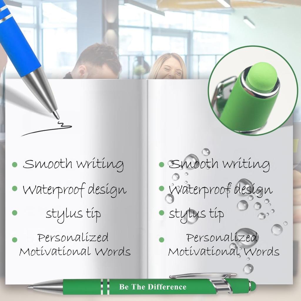 ELANE 8 Pcs Personalized Ball Point Pens with Stylus Tips Ballpoint Smooth Writing Pens,1.0 Mm 2-in-1 Stylus Pens for Touch Screens Pirational Gifts