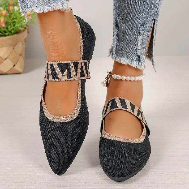 2024 New Hot Selling Women's Shoes Mesh Breathable Pointed Toe Flat Heel Shallow Mouth Comfortable Women's Shoes Zapatos Mujer