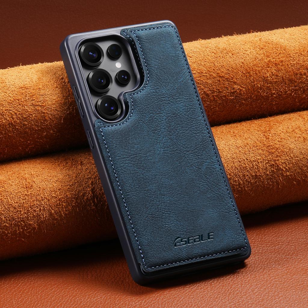 Capa de Celular de Couro Estilo Retro Slim Magnética com Slots para Cartão para Samsung Galaxy S25 S24 FE S23 S22 S21 Ultra A56 A55 A36 A35