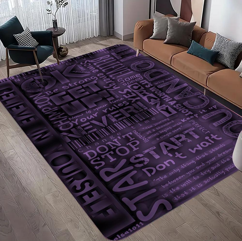 Motivational Quote Area Rug for Living Room Bedroom Modern Home Decor Black and White Typography Carpet Non Slip Floor Mat