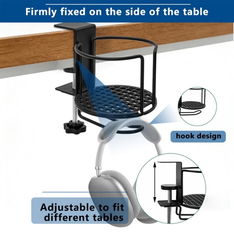 Adjustable Desk Mount Beverage Holder Desk Cup Holder Clamp For Inner Diameter 9.5Cm Office Game And Outdoor