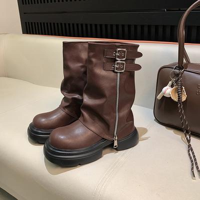 Botas Martin mujer otoño e invierno nuevas botas de cowboy western retro botas de pantalón de altura pequeña botas de jinete mujer
