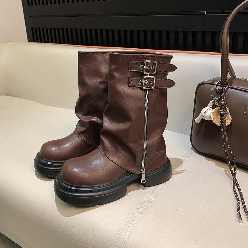Stivali Martin da donna autunno e inverno nuovi stivali western cowboy retrò stivali da pantaloni con rialzo piccolo stivali da equitazione da donna