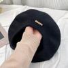Solid Color Beret Hat Warm Woolen Beanie Cap Retro Knit Cap  Women Girl