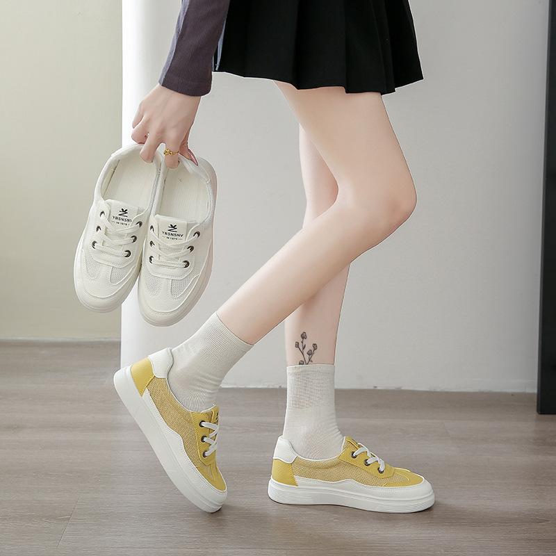 Thin Fashion Mesh New Breathable 2025 Summer Versatile Little White Shoes Women's Flat Baseplate Shoes Round Head Hollow Casual Shoes