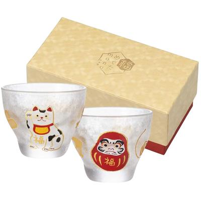 ADERIA Medetaka Mono Lucky Sake Cup Pair Made In Gift Includes Ochoko and Guinomi Sake Stylish Gift for Housewarming Retirement S6285 (ADERIA) Set,