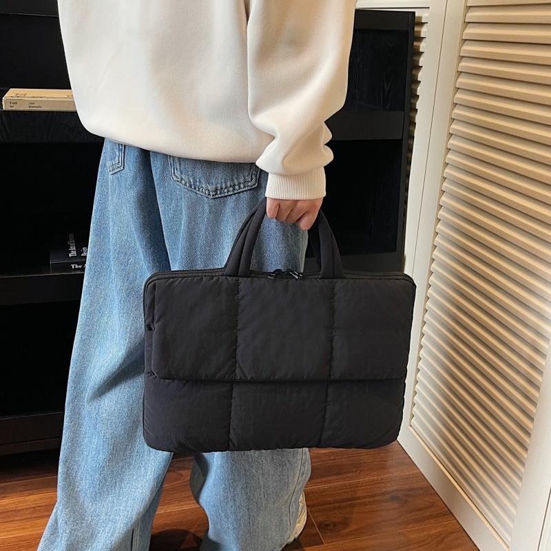 15 Inch Quilted Laptop Case Puffy Laptop Bag with Handle Notebook Bag for Women Men Travel School Work