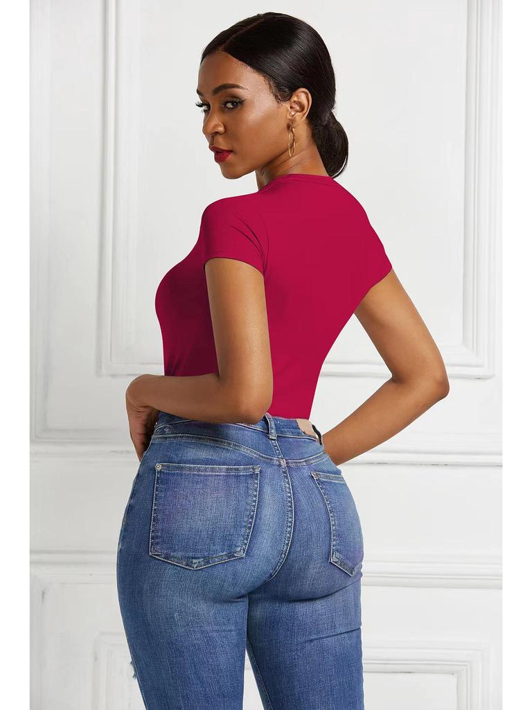 Bestseller Europäischer & Amerikanischer Einfarbiger Rundhals-Body - Body Shaper Basisschicht