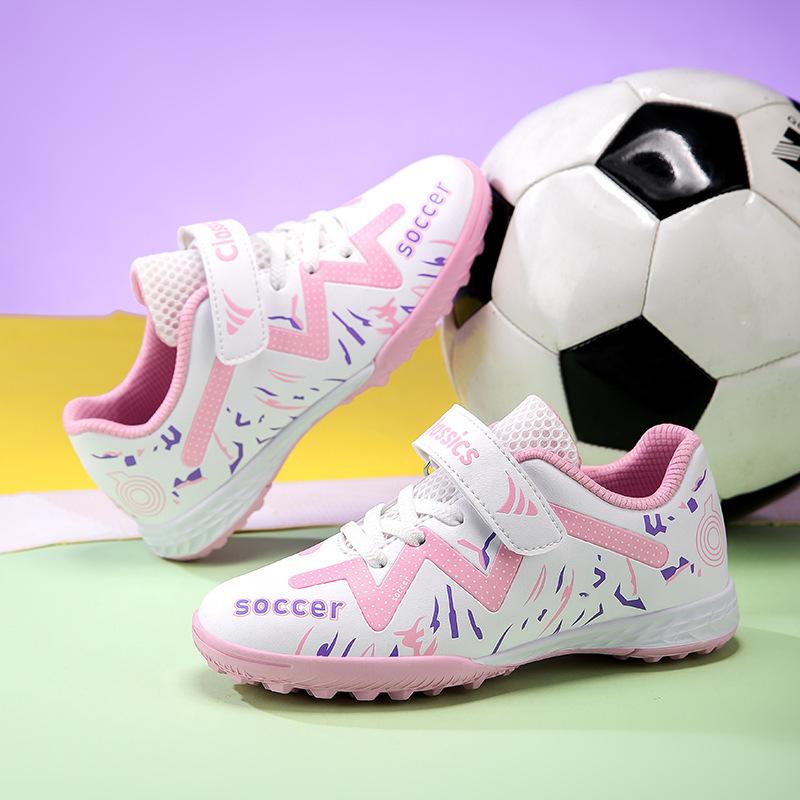 New Girls Velcro Football Shoes Girls Broken Nails Primary and Secondary School Students Training Competition Lightweight Sports Shoes