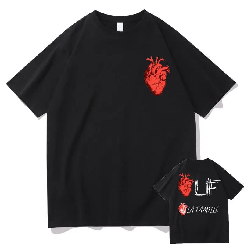 Lf La Tamille Heart Tshirt Le Monde Chico Album PNL The Family Tshirts Men Women HipHop Oversized T Shirts Man Loose Tops Tees