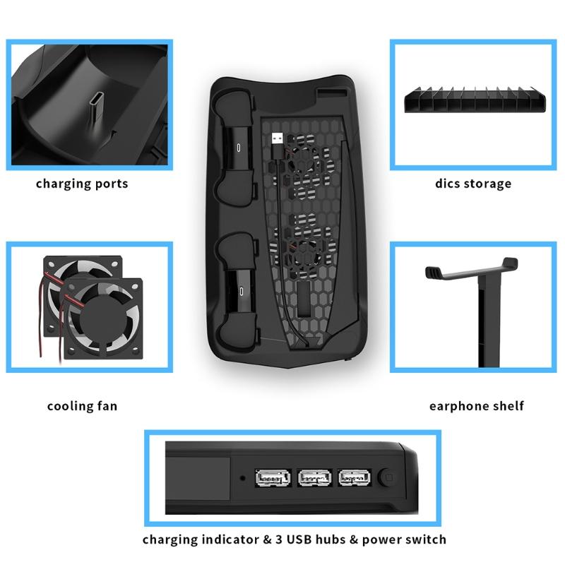 Vertical Stand for  Console and  5 Edition Charging Station Dock with  Controller Charger Port