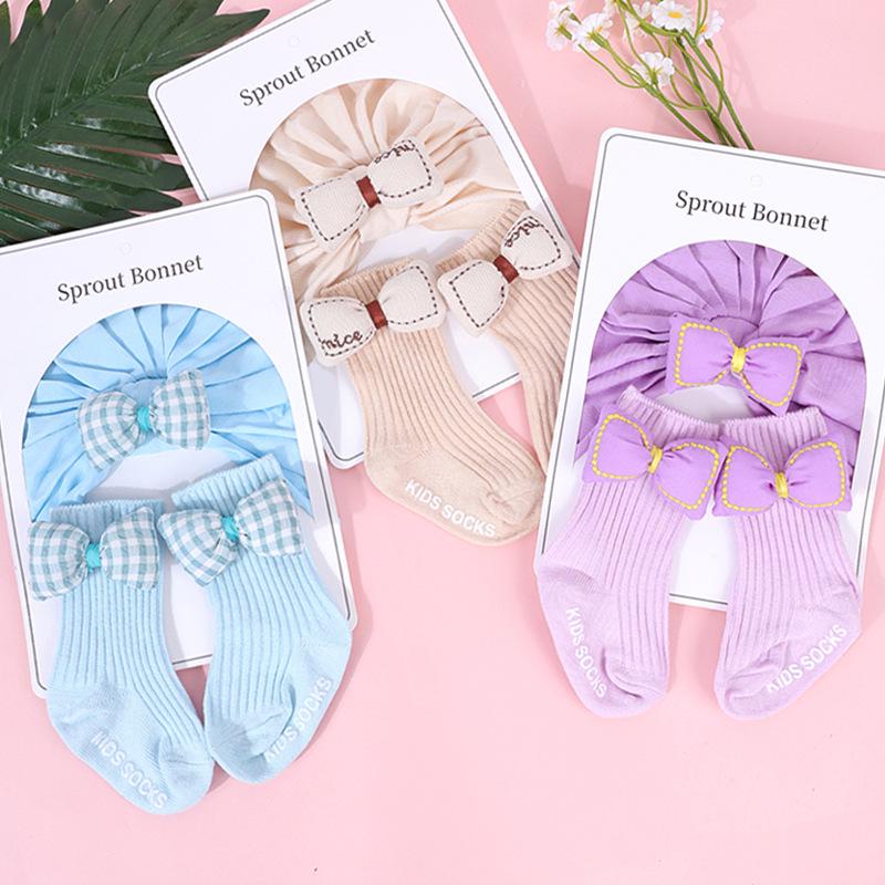 Top Seller: Newborn Baby Hat & Socks Set with Cute Bow Accessories - Popular in Europe, America & Middle East
