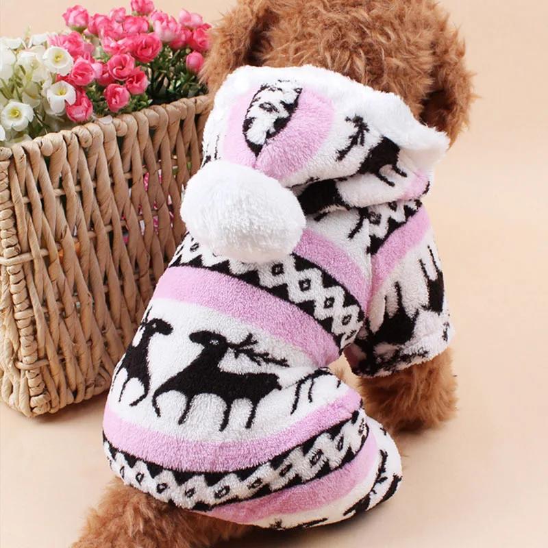 

Winter Pet Clothes Coral Velvet Deer Pattern Dog Clothes Christmas Dog Four Legged Cotton Clothes Halloween XXL розовый