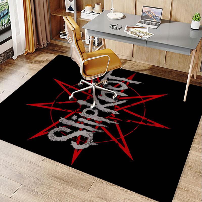 Slipknot Polyester Teppich, Weiche Indoor Matte für Bürostuhl, Wohnzimmer, Schreibtisch - Dekoratives Home Office Teppich Design