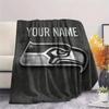 Custom Name,Seattle Seahawks Printed Flannel Blanket, Soft Throw for Bedroom Sofa, Washable, Christmas Present, Great Gift.