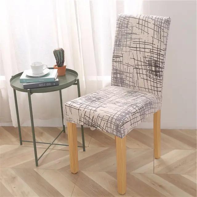 New Geometric Dining Chair Cover Spandex Elastic Chair Slipcover Case Stretch Chair Covers for Wedding Hotel Banquet Dining Room