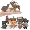 12 Pieces North American Animal Figurine Toys, Realistic Jungle Figurines, Wolf, Bear,Skunk  Bobcat And More Cake Decorations, Birthday Gifts