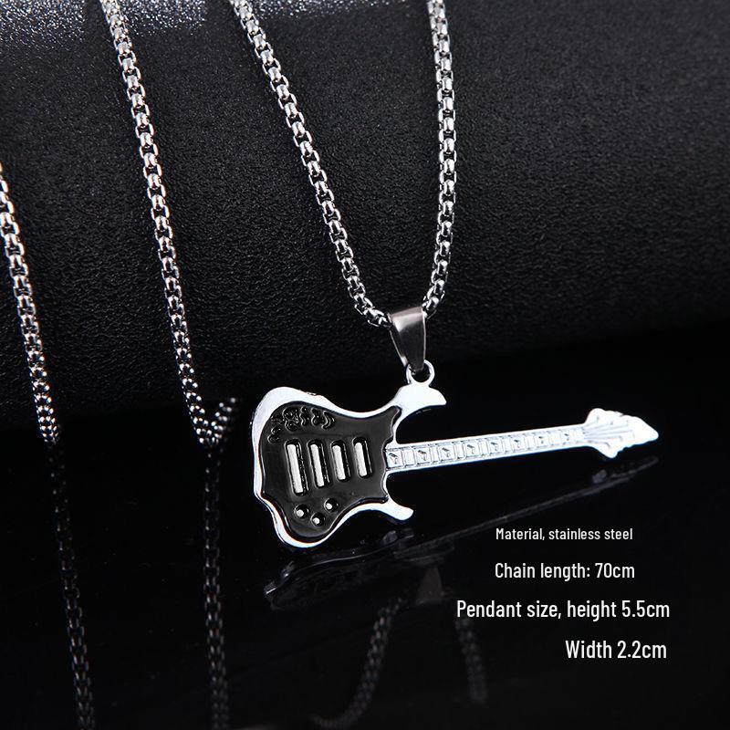 

Креативное мужское ожерелье с гитарой из титана в стиле хип-хоп - модные уличные ювелирные аксессуары из нержавеющей стали