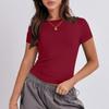 Kvinner Kortermet Soild Sexy Søt Tee Slim Fit Tight Crop-Top T-skjorte
