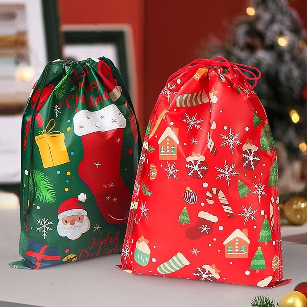 Snowman Xmas Present Sack Large Capacity Candy Bag New Bronzing Christmas Bag  Xmas Gifts