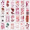 20/30/50 Sheets Halloween Terror Wound Temporary Tattoo Waterproof Realistic Blood Tattoos Injury Scar Tattoo Stickers For Body