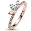 White copper silver-plated rose gold teardrop crown ring