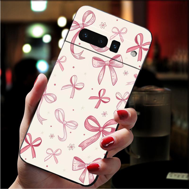 Pink Ribbon Bow Phone Case For Google Pixel 10 9 Pro XL 9A 8 7 6 Pro Pixel 8A 7A 6A Pixel 8 7 6 5 Google Pixel 7