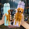 1PC Adult Golden Retriever Dog Print 750ml Color Plastic Sports Water Bottle Leakproof Flip Straw Lid Suitable for Sports Office Home Use
