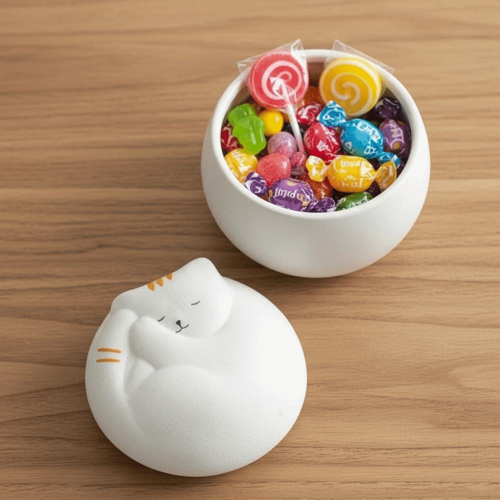 Cat Styling Ceramic Sealing Jar Cartoon Coffee Sealed Jars Candy Jar  Desktop Decoration