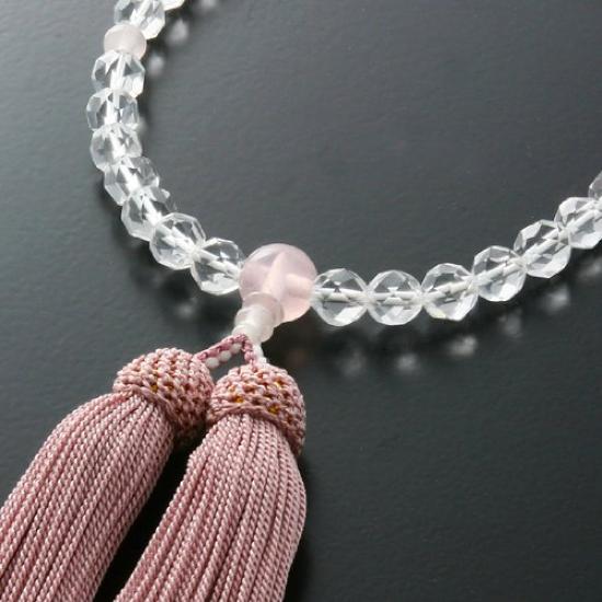 Kyoto Butsudan Hayashi Prayer Beads for Women, Pure Silk with a Tassel, Genuine Crystal (Cut Beads), and Red Crystal Finish [Prayer Beads Bag