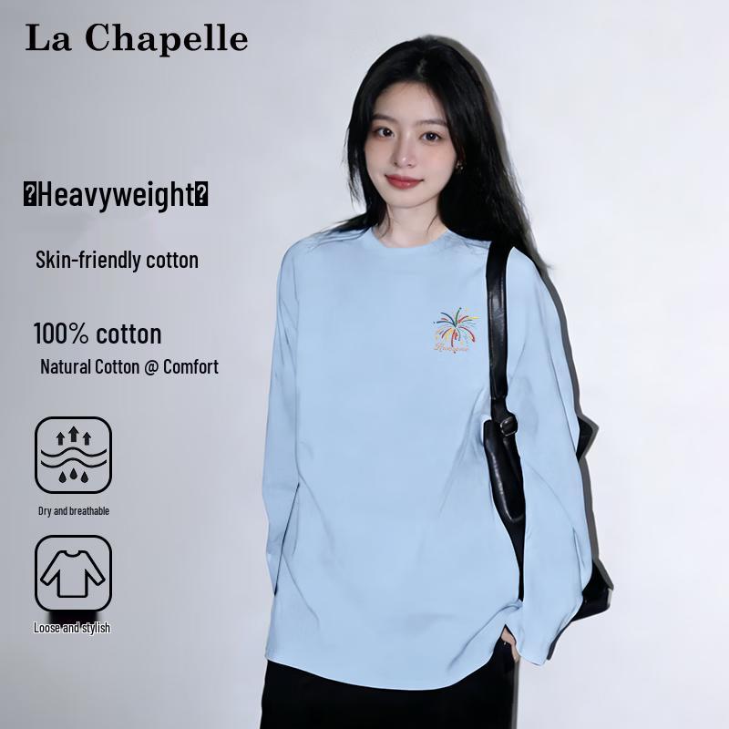 La Chapelle Women s Long Sleeve Loose Cotton T-Shirt S