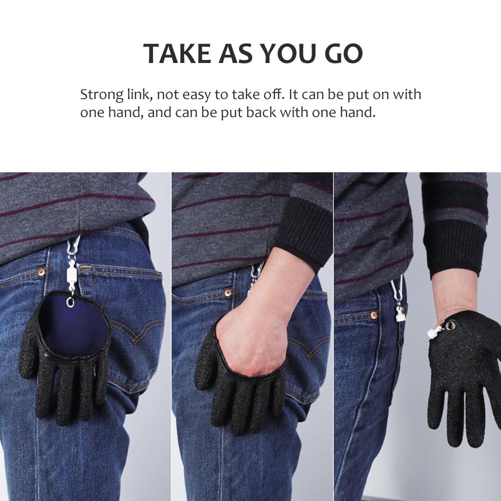 Fishing Catching Gloves Hand From Puncture Scrapes Waterproof Magnet Release Anti Slip Latex Gloves