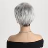 Synthetic Cut Hairstyle Short Mommy Wig for Women Ombre Dark Grey Straight Wigs with Bangs Elder Woman Grandma