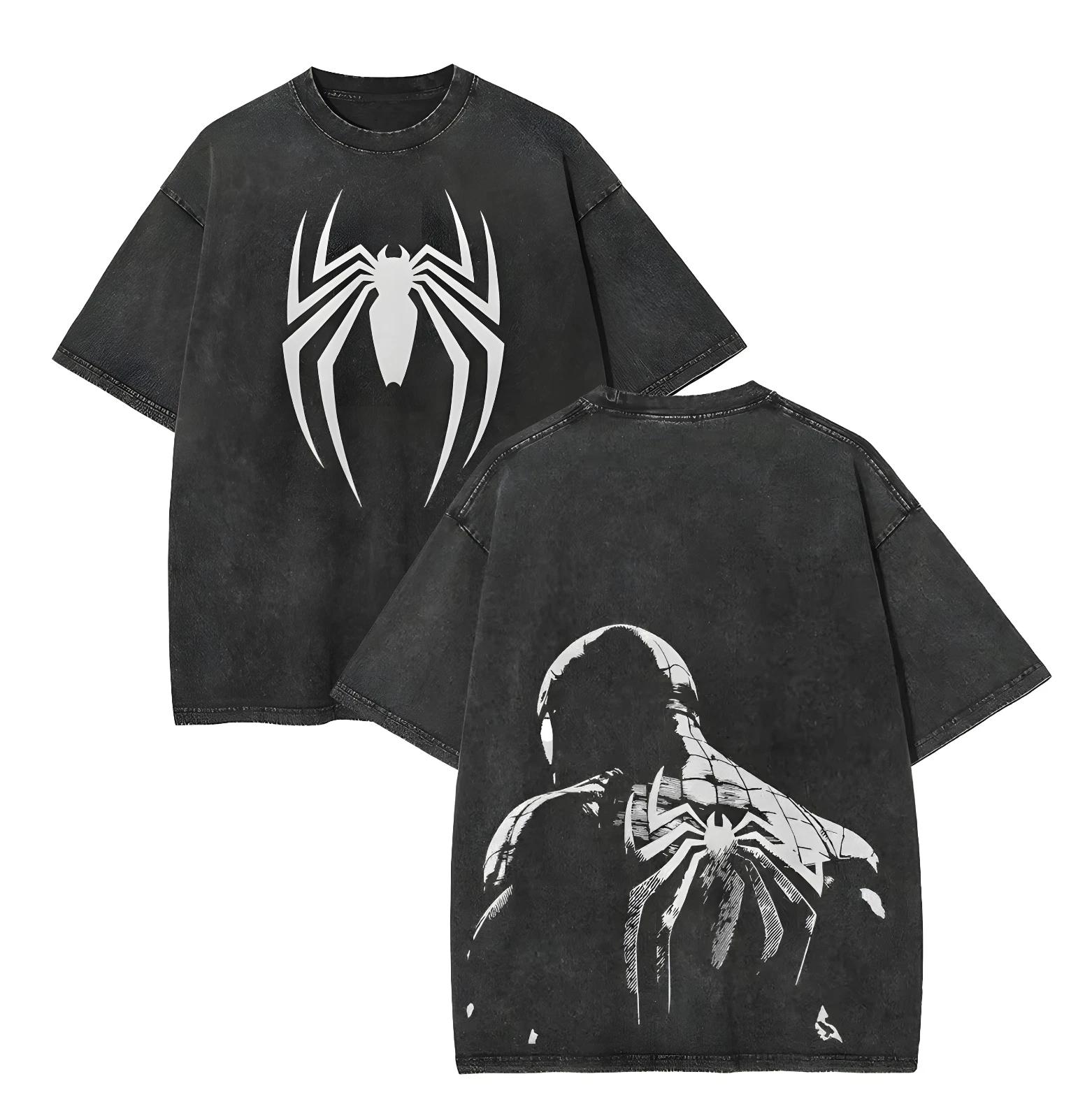 Marvel Spider-Man Washed Retro T-Shirt with Back Print, Spider-Man Washed Shirt 2XL