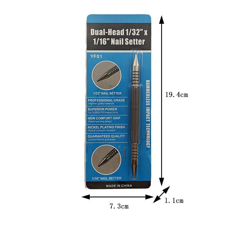 

Spring Center Punch Woodworking Metal Drill Hammerless Dual Head Nail Setter Spring Loaded Door Hinge Pin Remover Tools Nail Punch 3