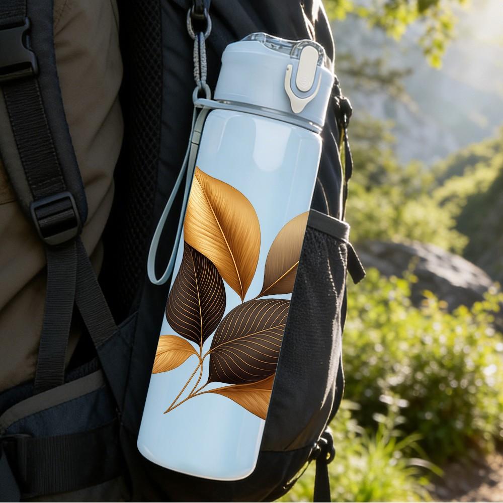 1PC Dried Autumn Leaf Branch 750ml Color Plastic Sports Water Bottle Leakproof Flip Straw Lid Suitable for Sports Office Home Use