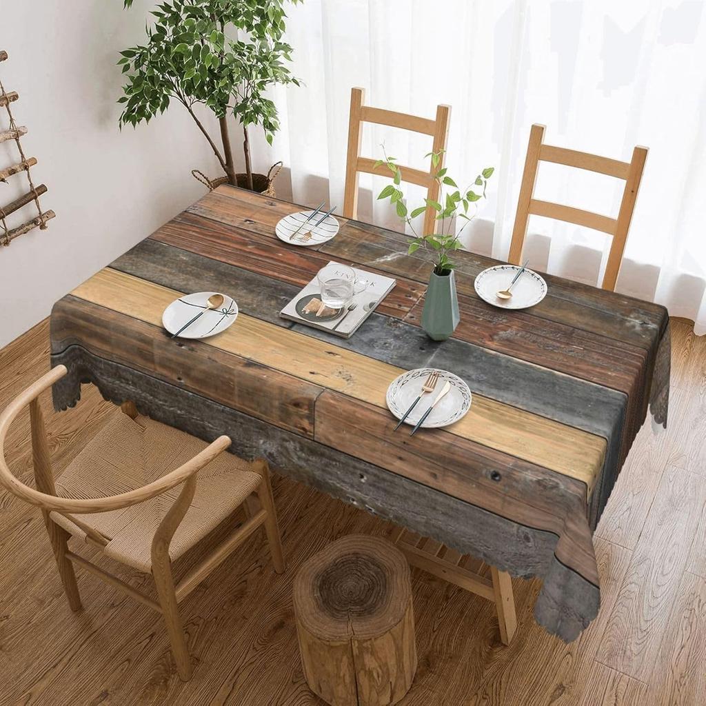 Vintage Wood Grain Rectangle Tablecloth Holiday Home Party Decor Washable Rustic Wooden Texture Table Cloths Kitchen Table Decor