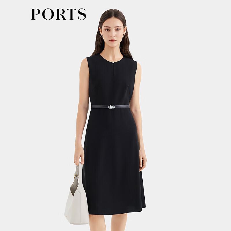 PORTS Black Acetate Gold Lurex Midi Dress