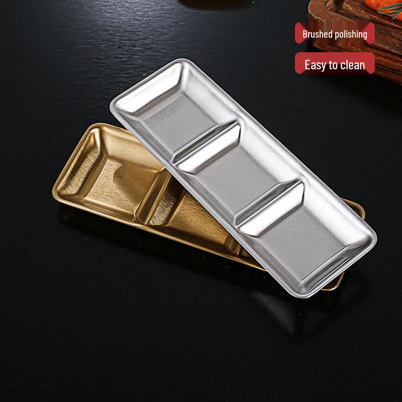 Koreanische 304 Edelstahl-Saucenschale mit zwei oder drei Fächern für Hot Pot & Grill-Gewürz-Dip