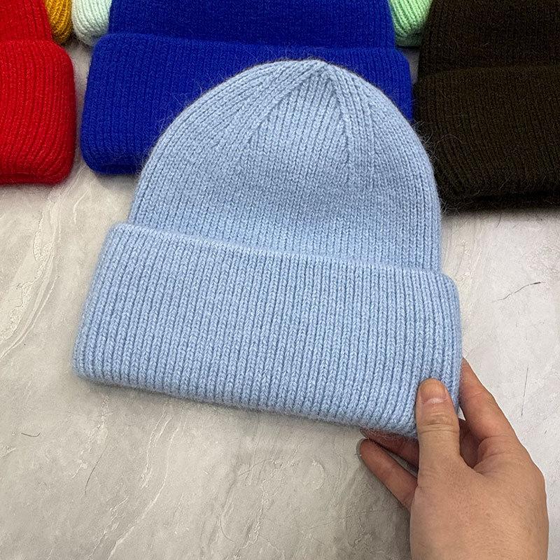 Hat Women's Autumn and Winter Wool Hat Casual Warm Versatile ins Knitted Hat Solid Color Light Board Cold Hat Men's Trend