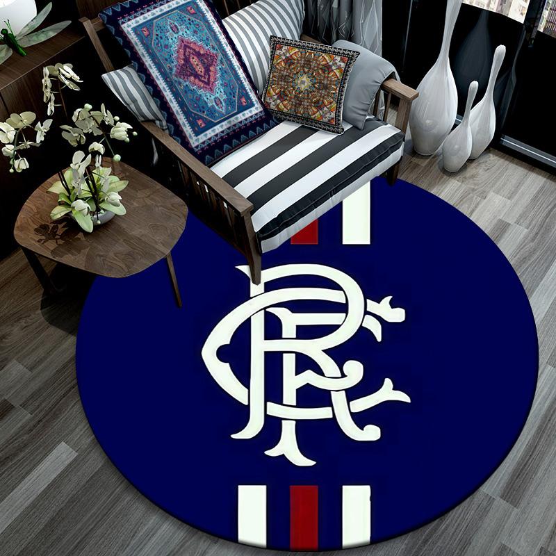 Rangers FC Round Area Rug,Carpet Rug for Living Room Bedroom Sofa Playroom Decor,Non-slip Floor Mat