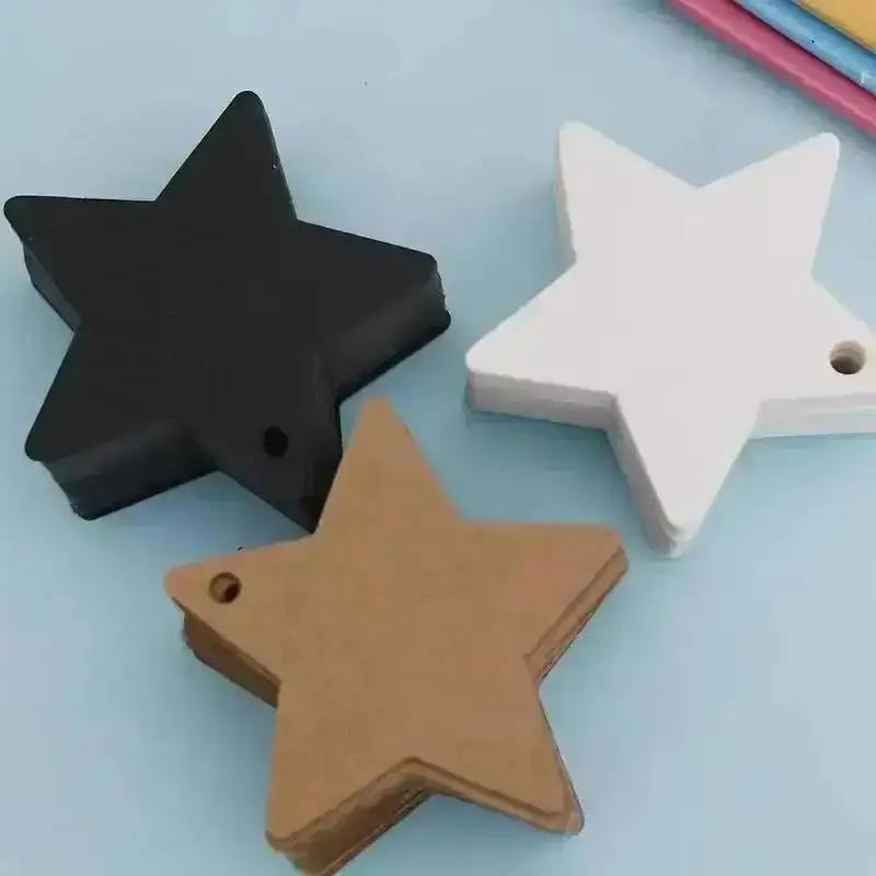 Creative 100pcs Five-pointed Star Christmas Wedding Label Party Gift Card Hanging Tags Christmas Ornaments Party Decorations