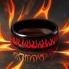 Matte Black & Red Flame Stainless Steel Ring - Perfect for Birthdays and Daily Wear