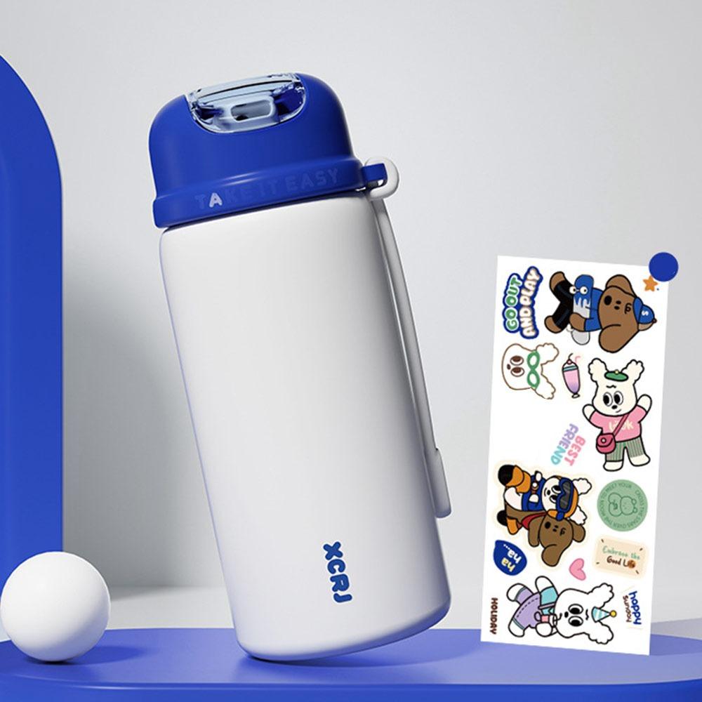 

Cute 420ML Thermal Cup Large Capacity Cartoon Pattern Vacuum Cup Leakproof Reausable Water Cup Drinkware 50ml синий