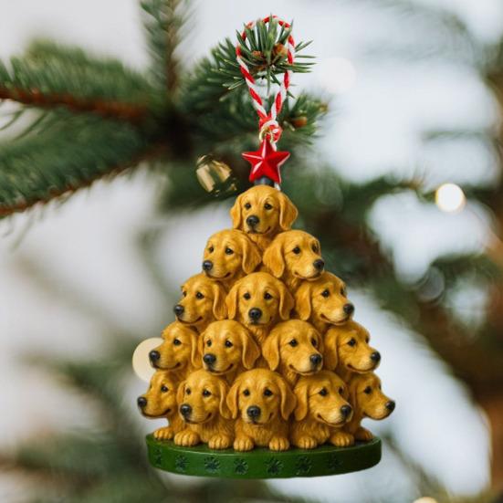 Christmas Acrylic Dog Hanging Decoration Holiday Party Winter Xmas Tree 2D Flat Acrylic Puppy